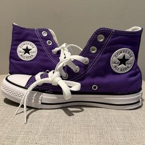 NWOT- Converse Kids High-Top Sneakers in Purple and White